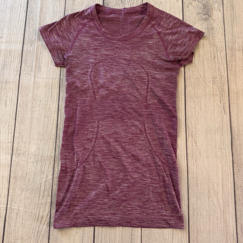 Lululemon Athletica Swiftly Tech Short Sleeve Burgundy Seamless Athletic Shirt 2